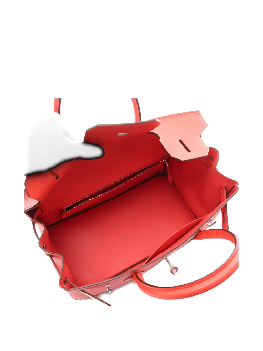 Pre-owned Hermes 2016 Birkin 30 Rose Jaipur Silver-hardware Tote Bag In Orange