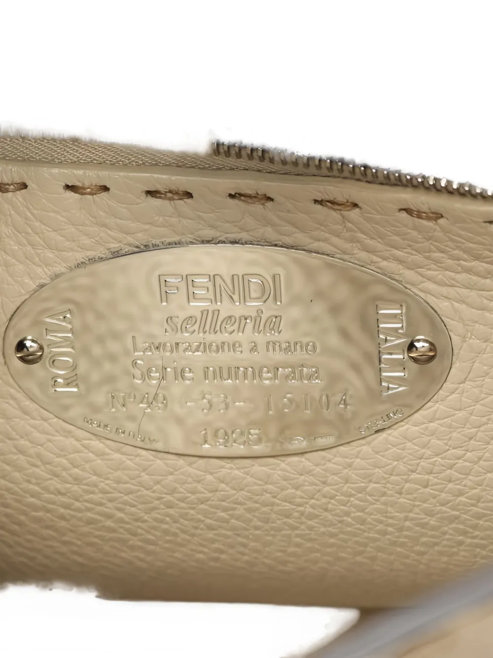 Pre-owned Fendi 2010s Peekaboo Essential Stitched Leather Tote Bag In Neutral