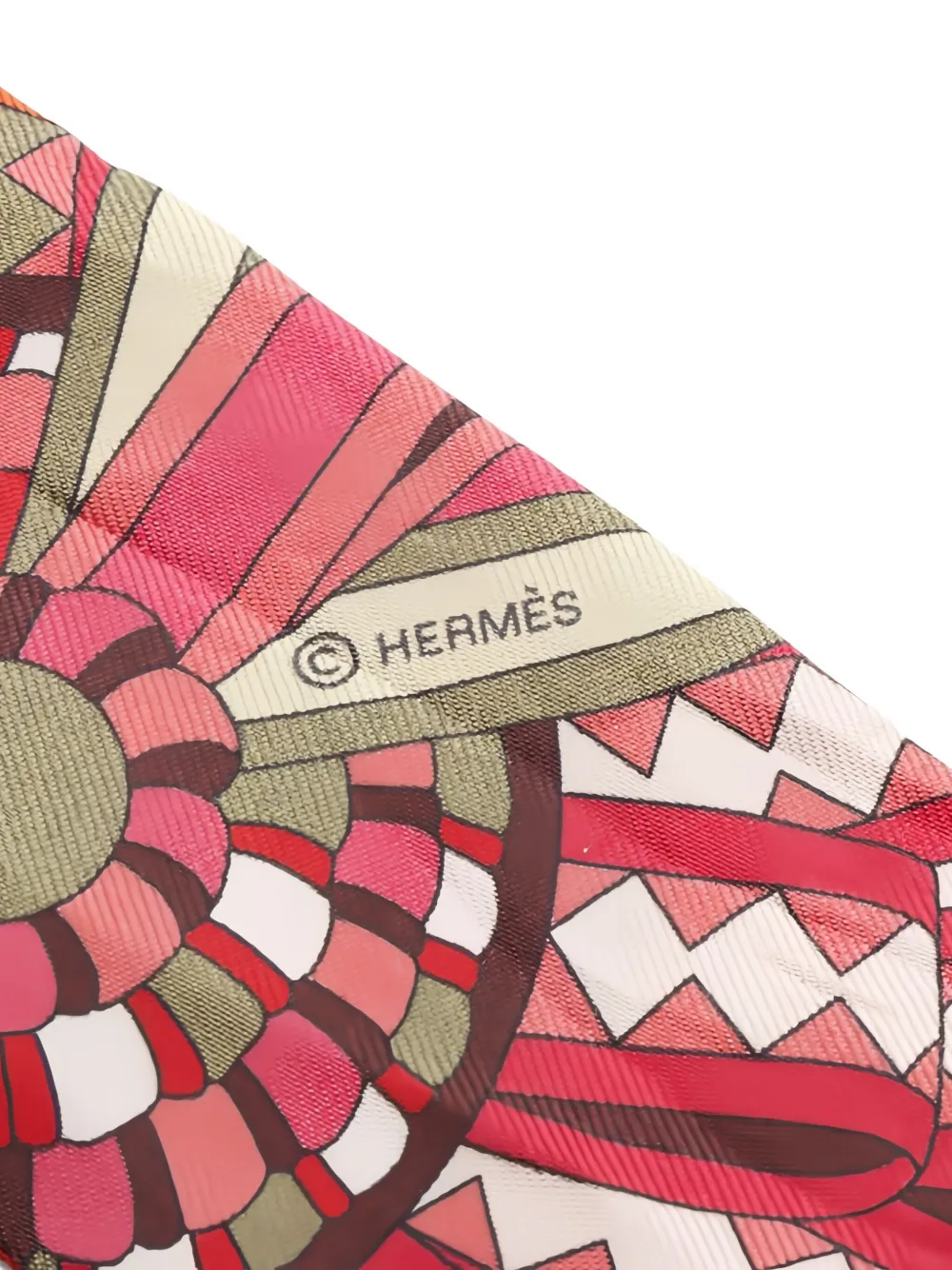Pre-owned Hermes 2000s Les Flots Du Cheval Ribbon Scarf In Red