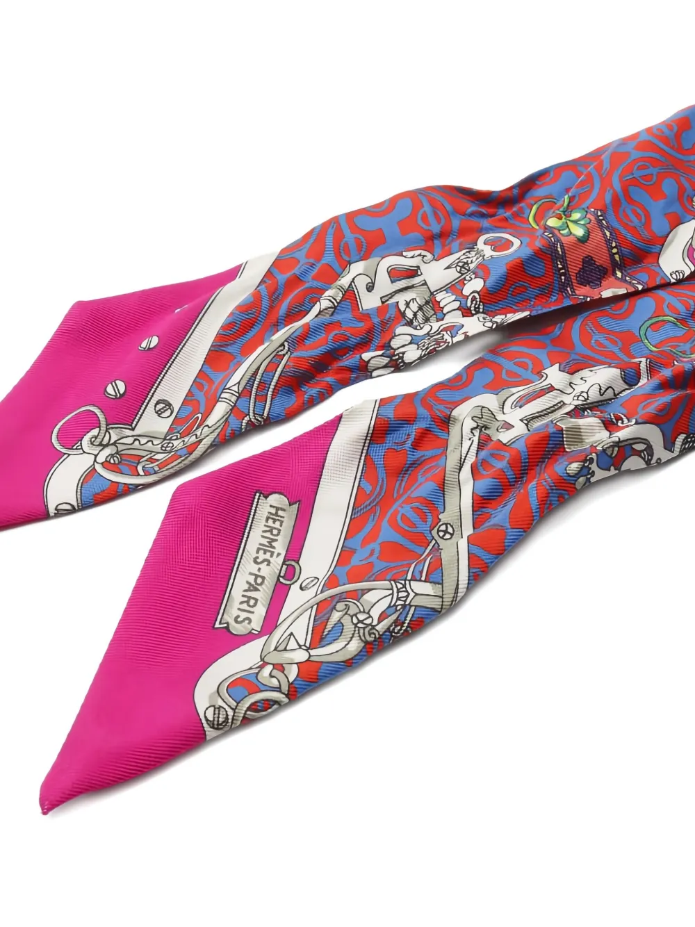 Pre-owned Hermes 2000s Mors Et Gourmettes Remix Scarf In Pink