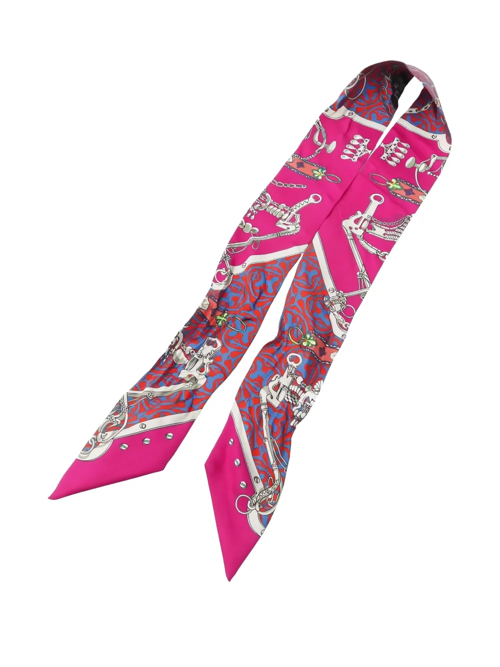 Pre-owned Hermes 2000s Mors Et Gourmettes Remix Scarf In Pink