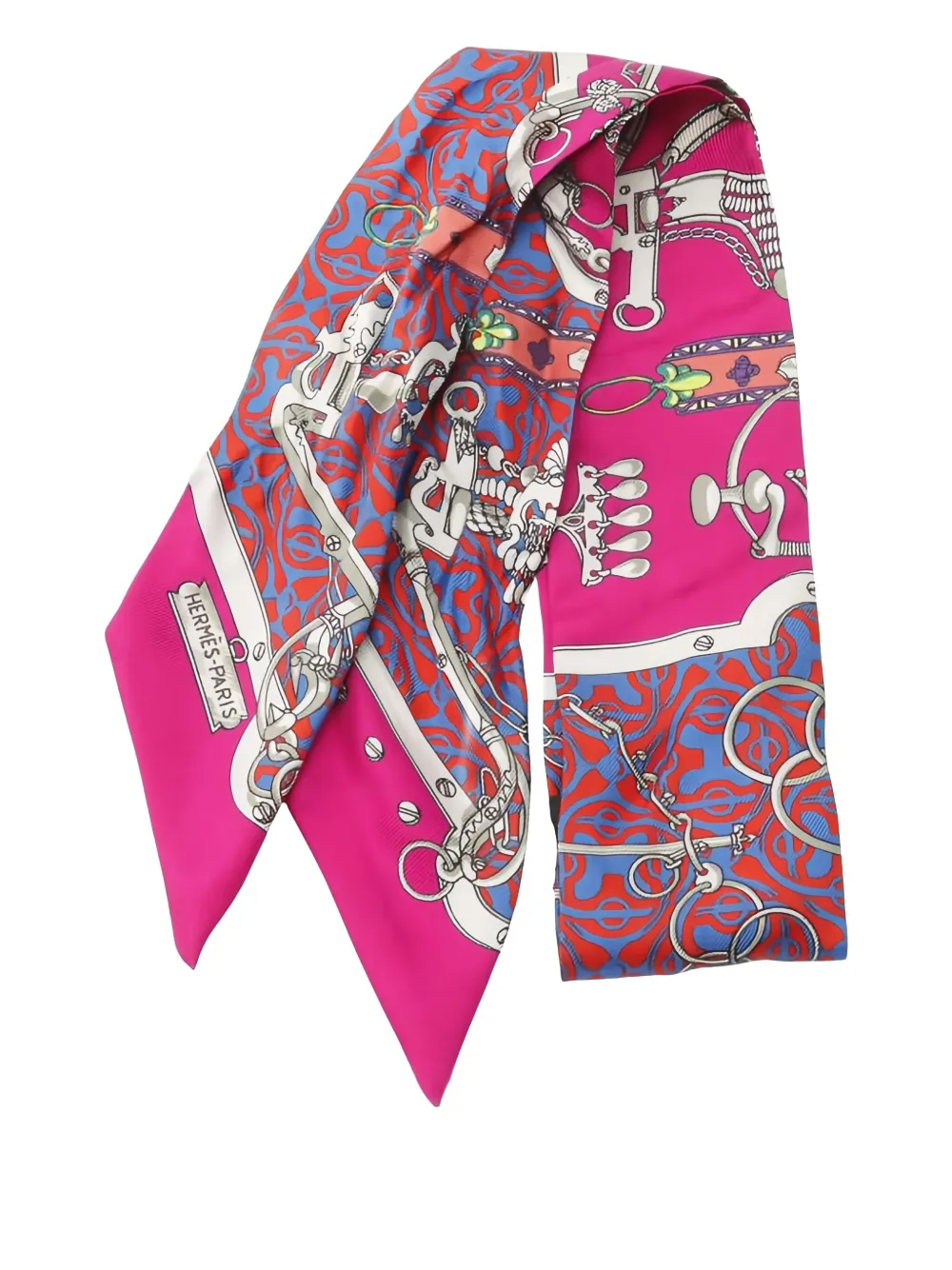 Pre-owned Hermes 2000s Mors Et Gourmettes Remix Scarf In Pink