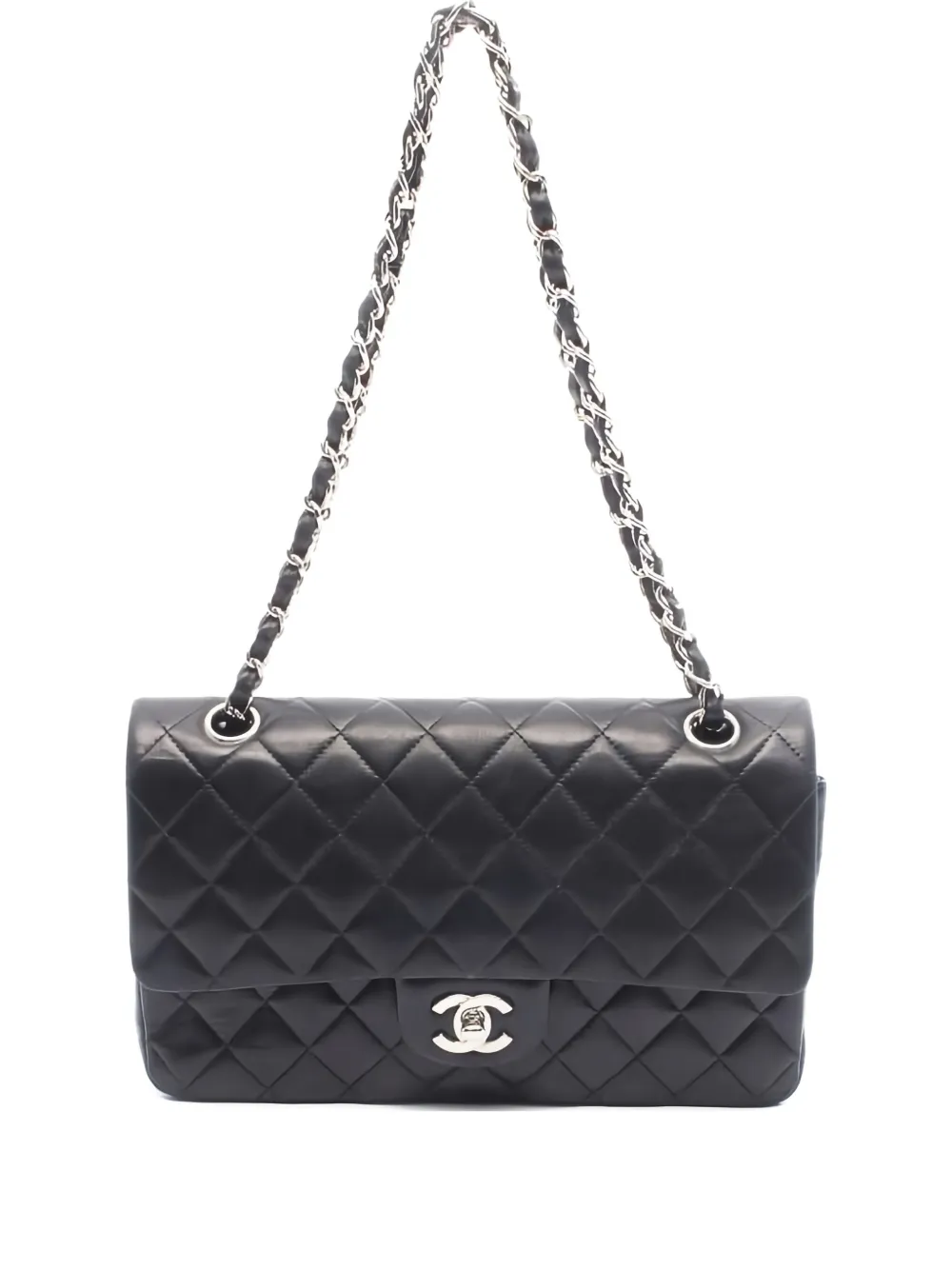 CHANEL Pre-Owned 2000-2002 ダブル フラップ ラムスキン ショルダーバッグ - ブラック CHANEL Pre-Owned 2000-2002 ダブル フラップ ラムスキン ショルダーバッグ - ブラック