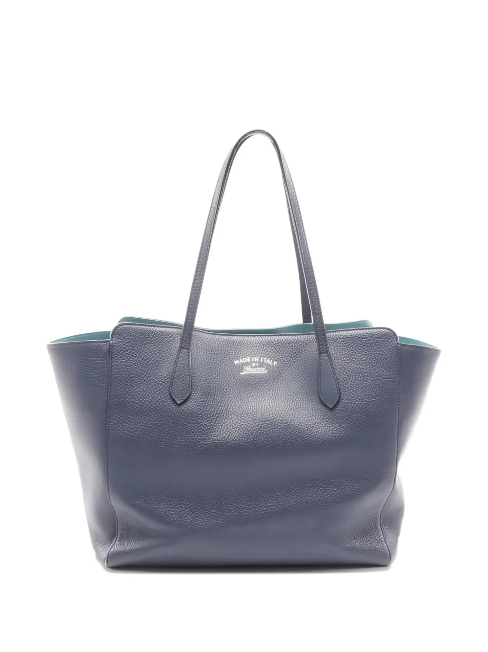 Pre-owned Gucci 2000s Swing Leather Tote Bag In Blue