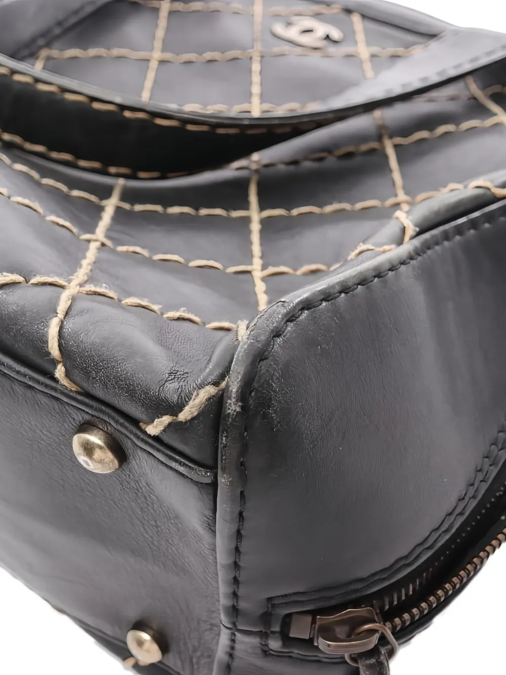 Pre-owned Chanel 2000-2002 Wild Stitch Tote Bag In Black