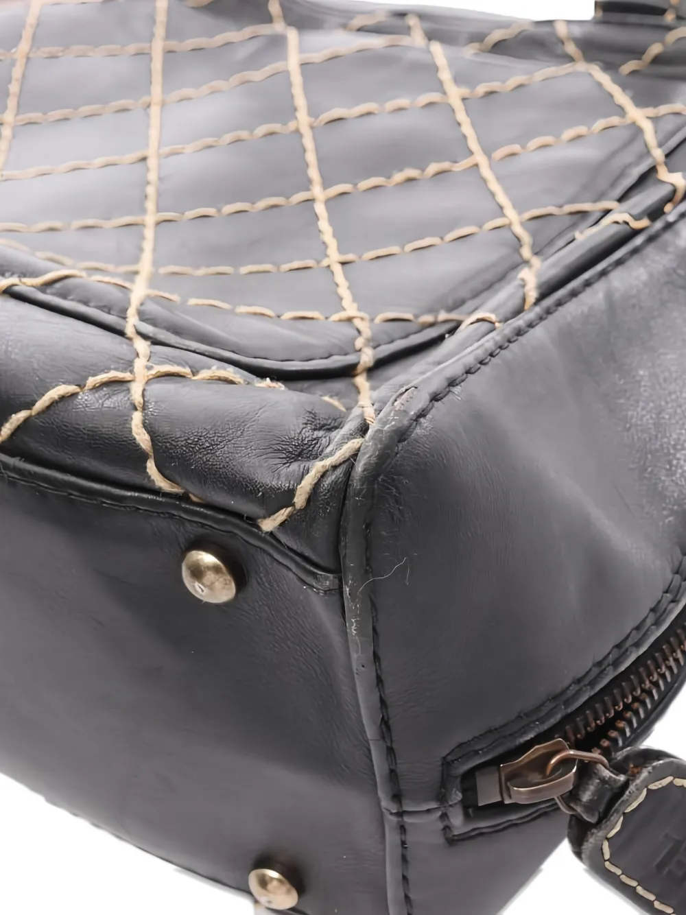 Pre-owned Chanel 2000-2002 Wild Stitch Tote Bag In Black