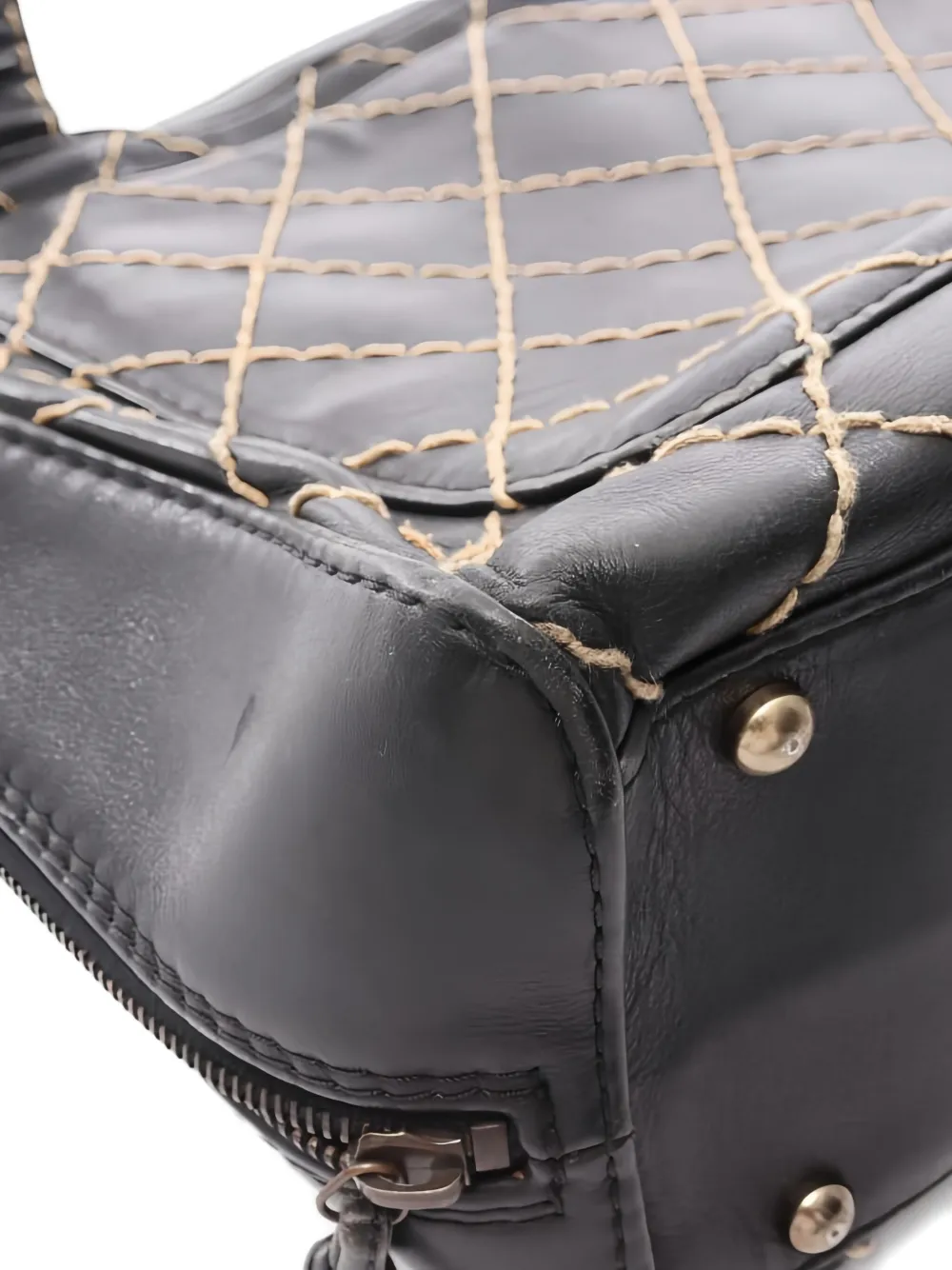 Pre-owned Chanel 2000-2002 Wild Stitch Tote Bag In Black