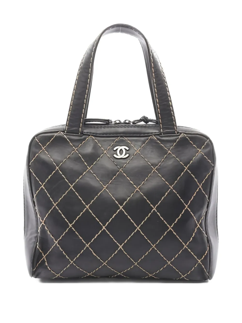 CHANEL Pre-Owned 2000-2002 ワイルドステッチ ハンドバッグ - ブラック CHANEL Pre-Owned 2000-2002 ワイルドステッチ ハンドバッグ - ブラック
