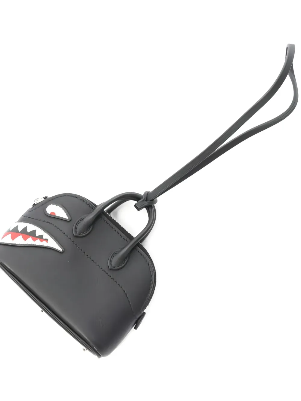 HERMES Pre-owned 2024 Mini Bolide Shark-print Handle Bag Charm In Black