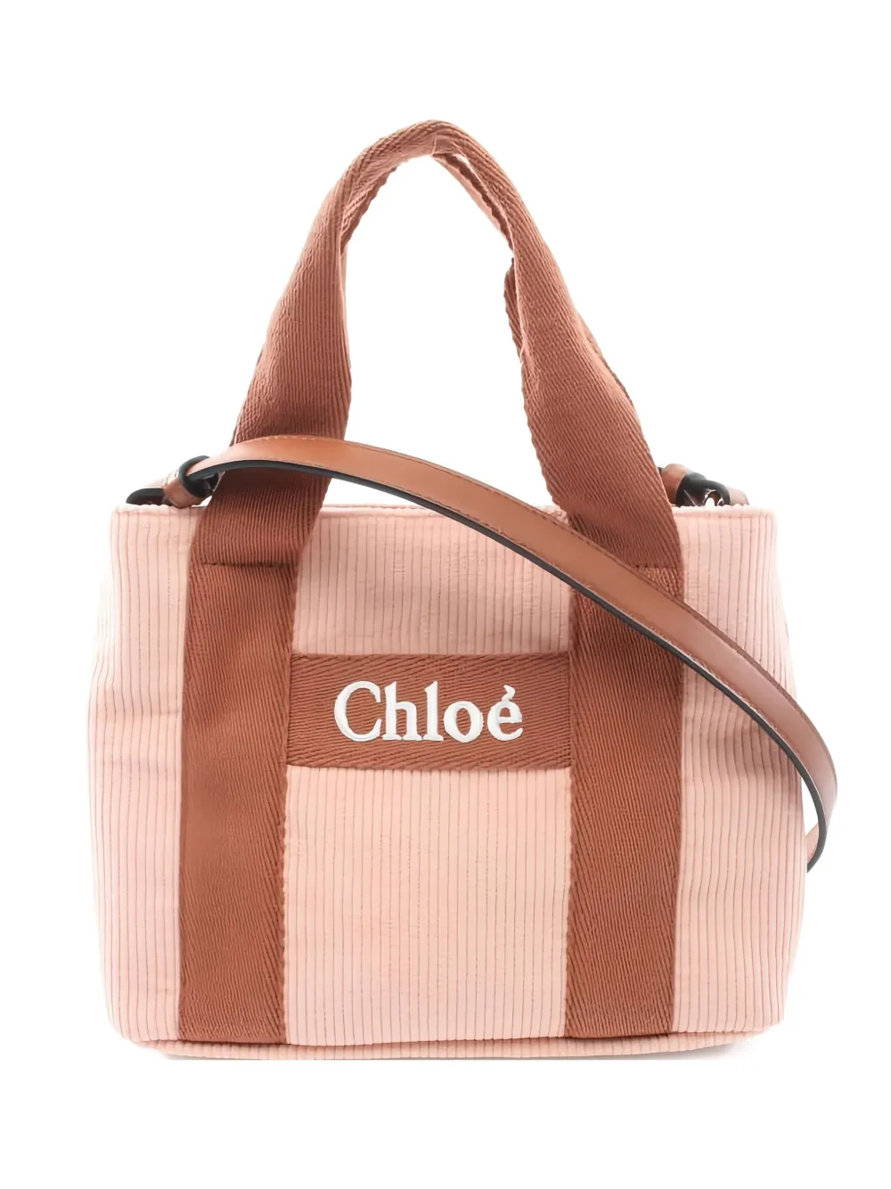 Pre-owned Chloé Logo-detail Corduroy Tote Bag In Pink