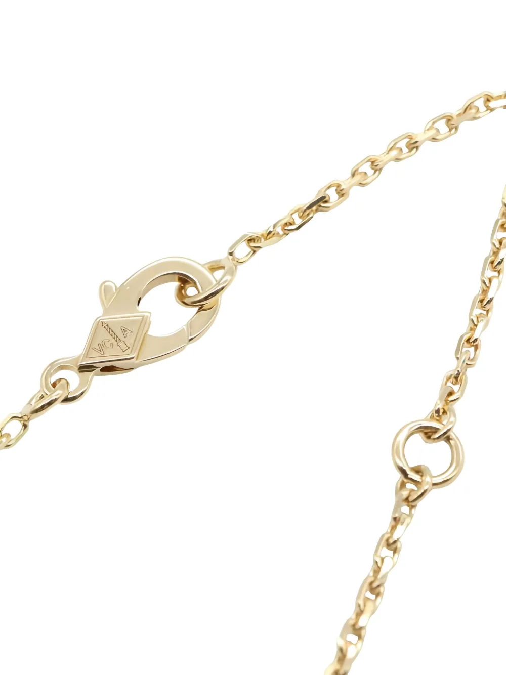 Pre-owned Van Cleef & Arpels 2010s 18k Yellow Gold Alhambra Malachite Necklace