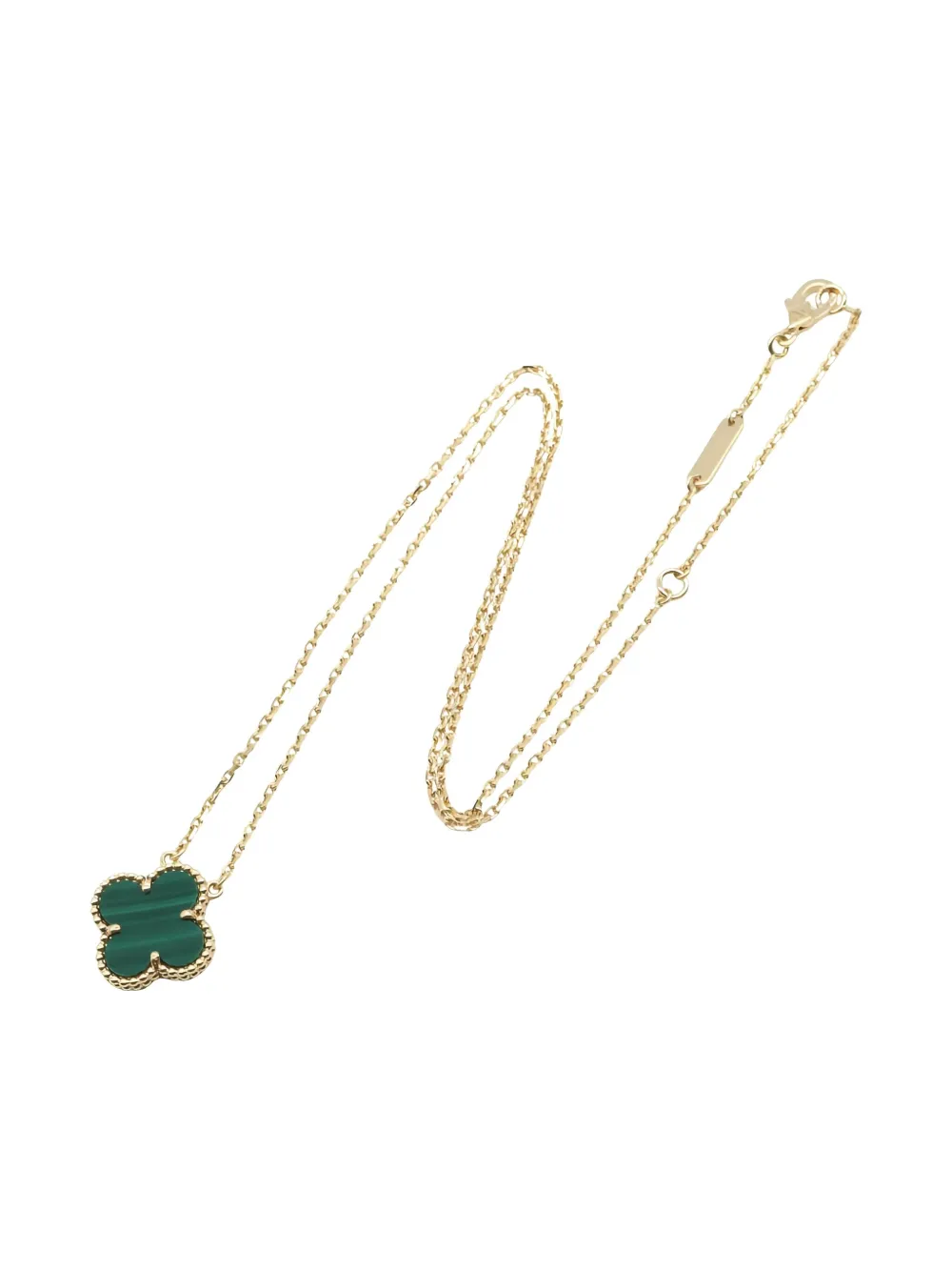 Pre-owned Van Cleef & Arpels 2010s 18k Yellow Gold Alhambra Malachite Necklace
