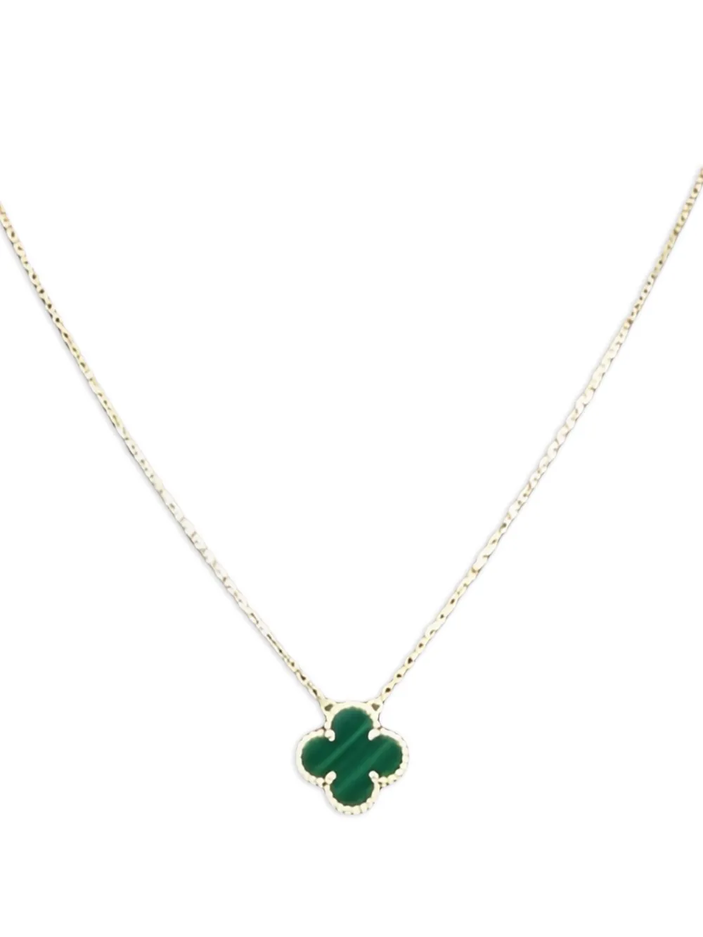 Pre-owned Van Cleef & Arpels 2010s 18k Yellow Gold Alhambra Malachite Necklace