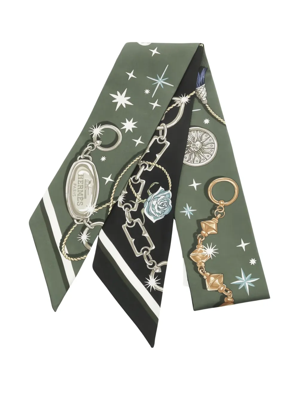 Pre-owned Hermes 2020s C'est La Fete Twilly Scarf In Green