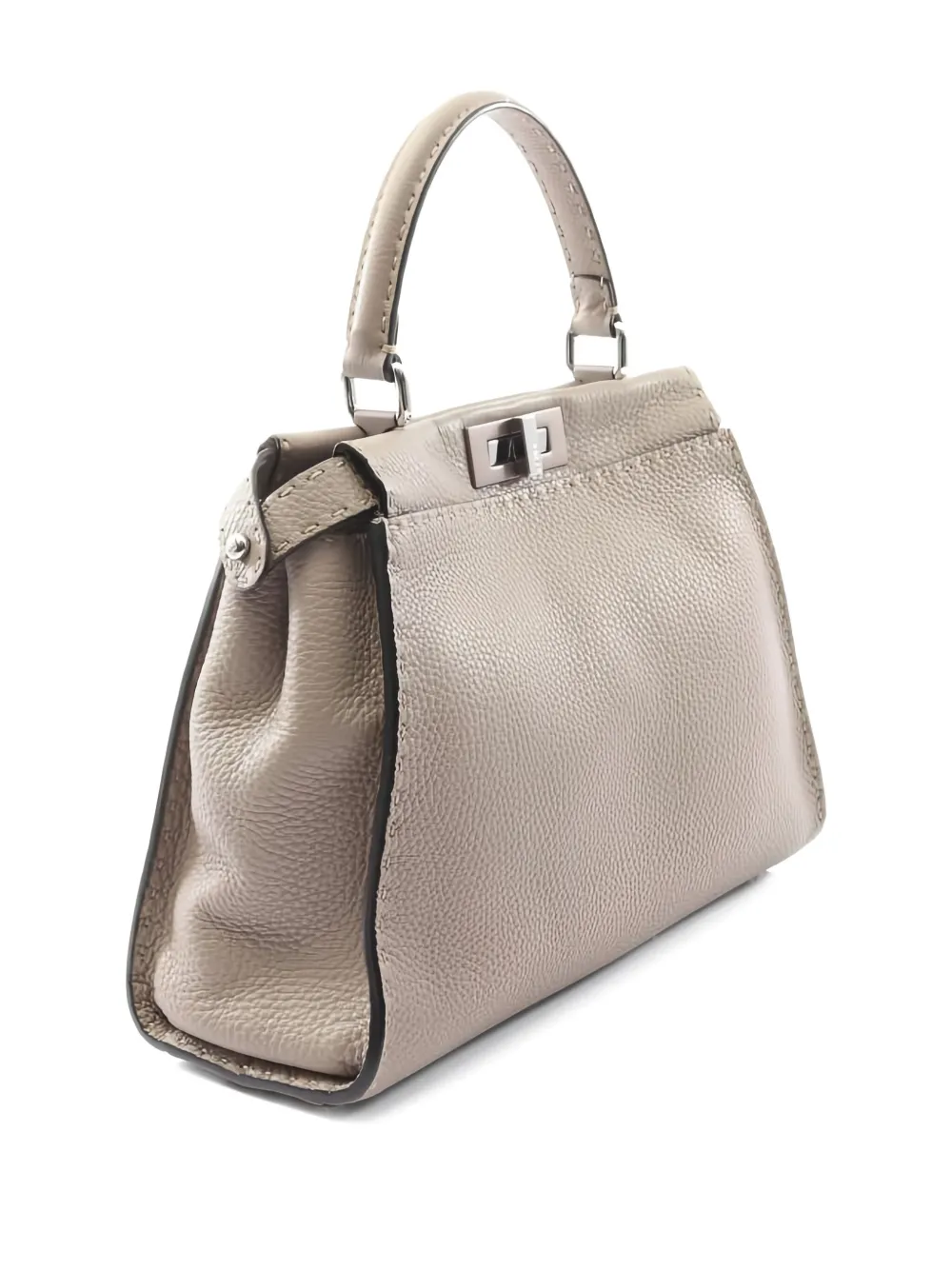 Pre-owned Fendi 2010s Peekaboo Selleria Leather Tote Bag In Neutral