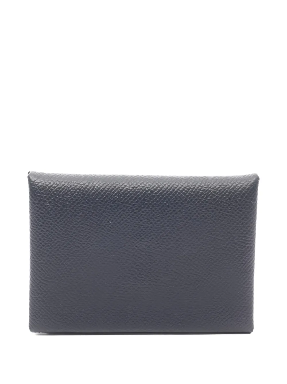 Pre-owned Hermes 2024 Calvi Duo Leather Coin Purse In Blue