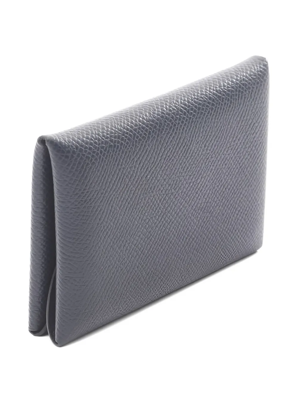 Pre-owned Hermes 2024 Calvi Duo Leather Coin Purse In Blue