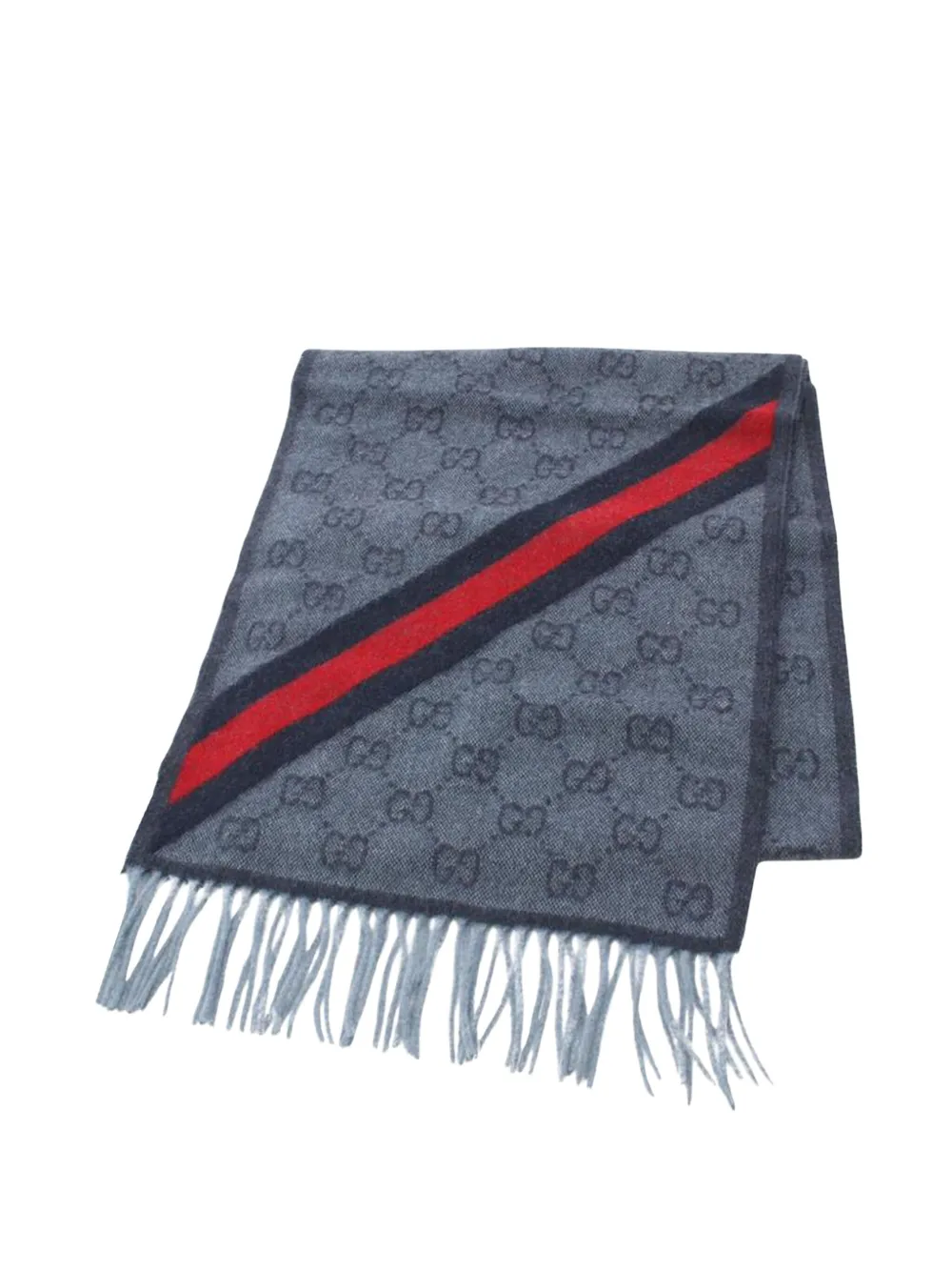Gucci Pre-Owned 2020s GG pattern fringed scarf | Men | Image 2