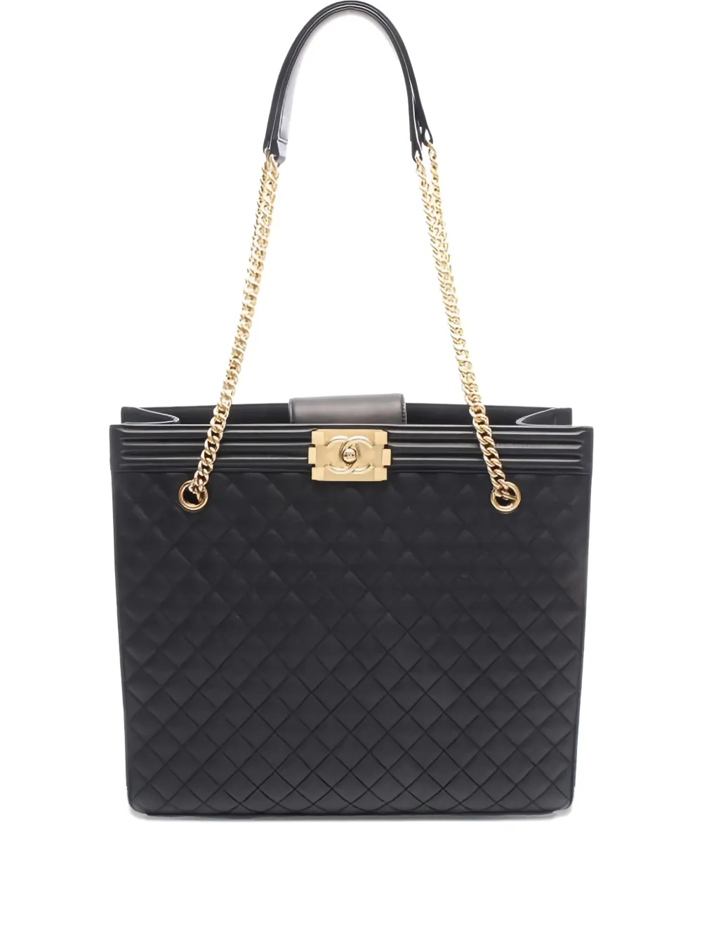 CHANEL Pre-Owned 2015-2016 チェーンストラップ トートバッグ - ブラック CHANEL Pre-Owned 2015-2016 チェーンストラップ トートバッグ - ブラック