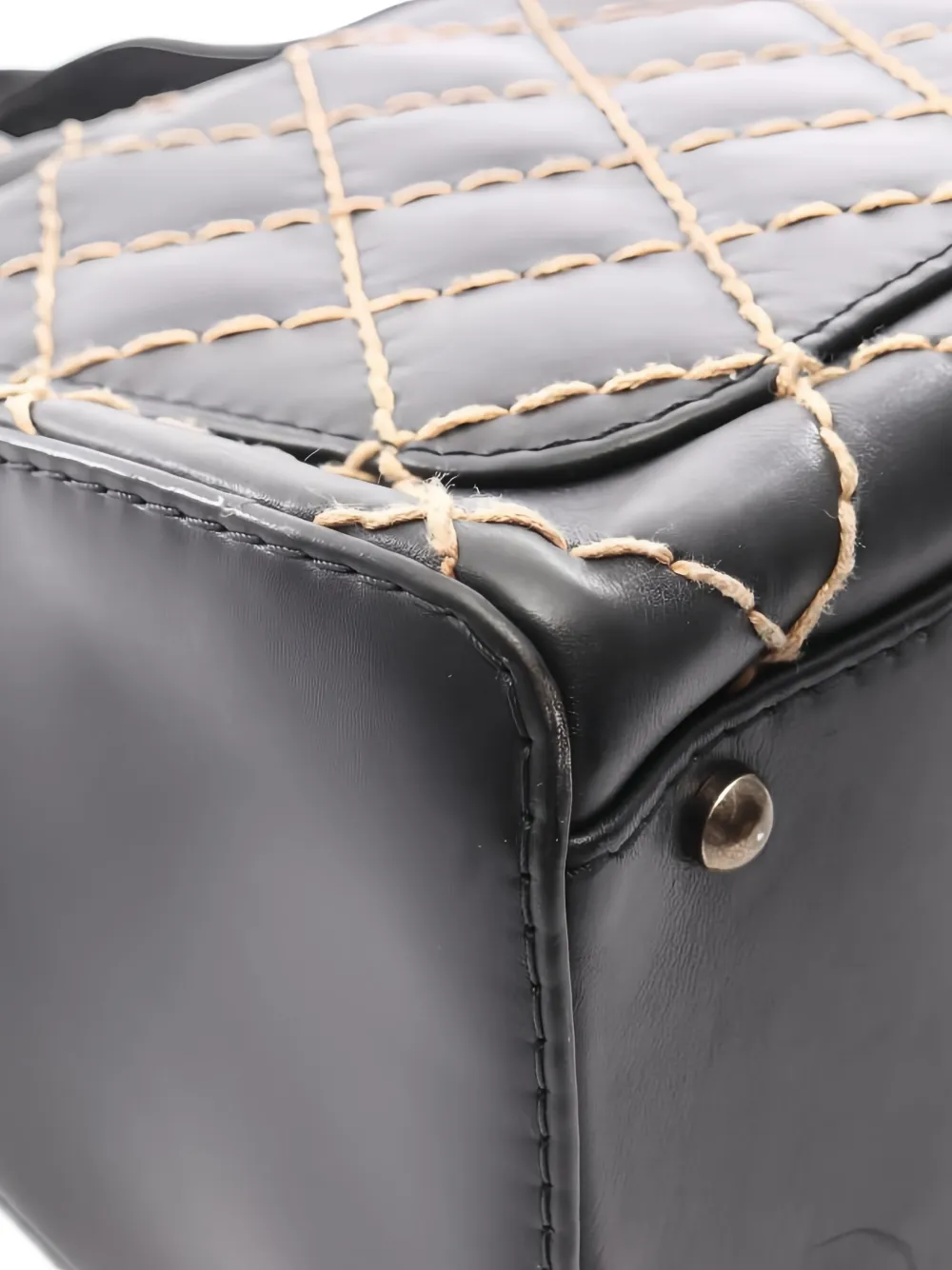 Pre-owned Chanel 2000-2002 Wild Stitch Leather Tote Bag In Black