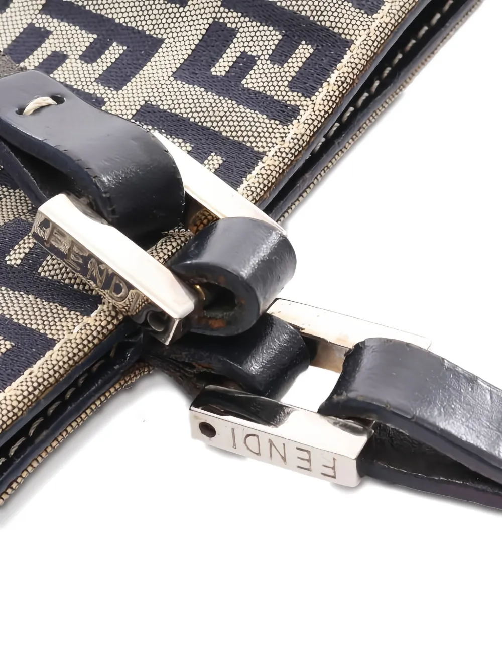 Pre-owned Fendi 2000s Zucchino Pattern Tote Bag In Neutral