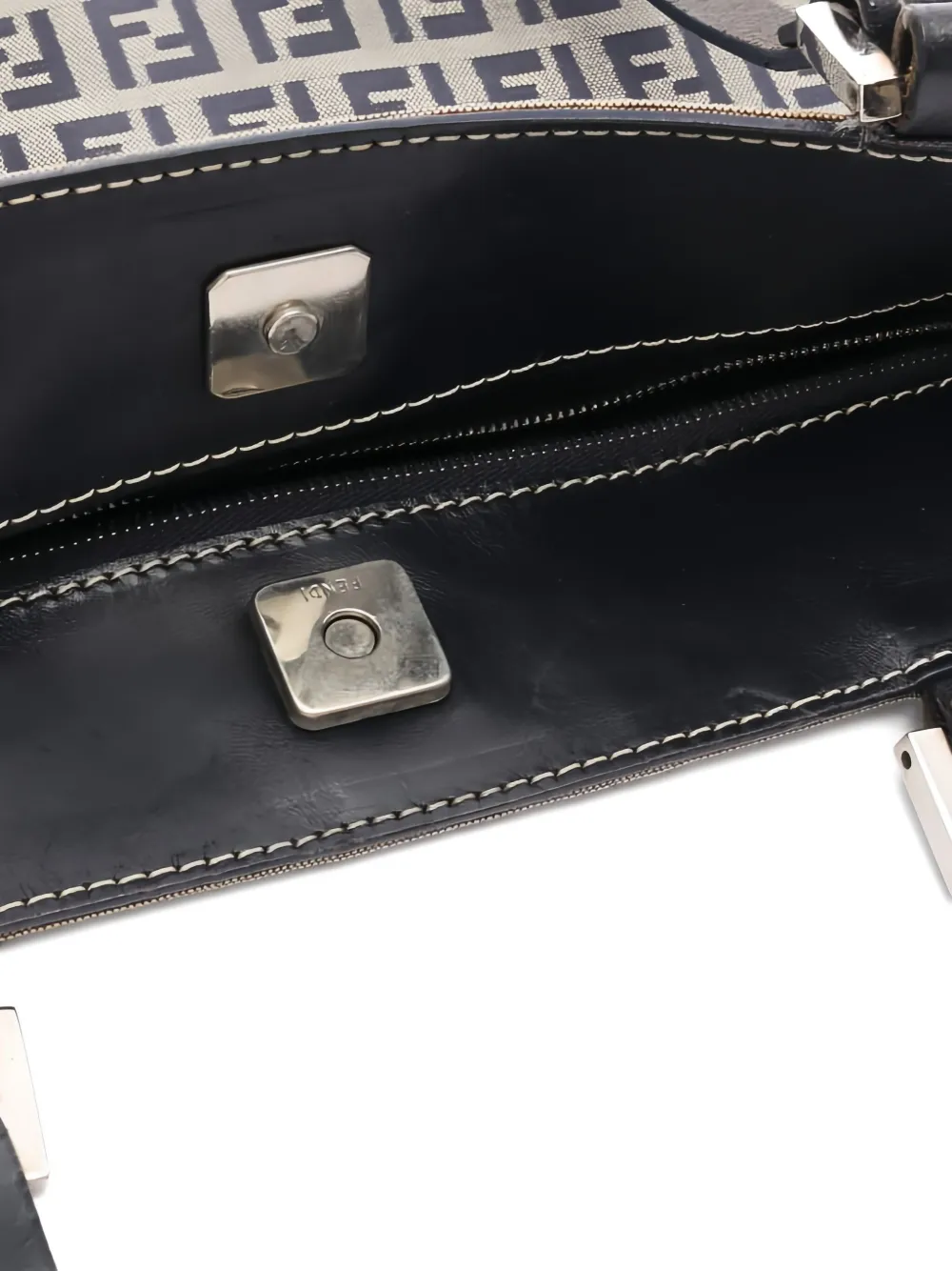 Pre-owned Fendi 2000s Zucchino Pattern Tote Bag In Neutral