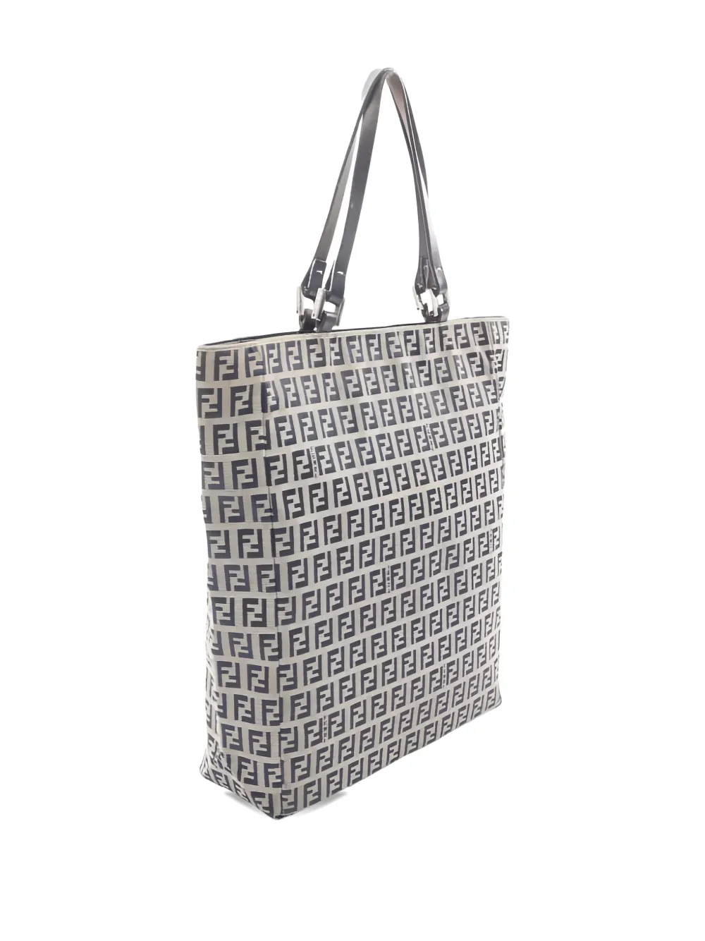 Pre-owned Fendi 2000s Zucchino Pattern Tote Bag In Neutral