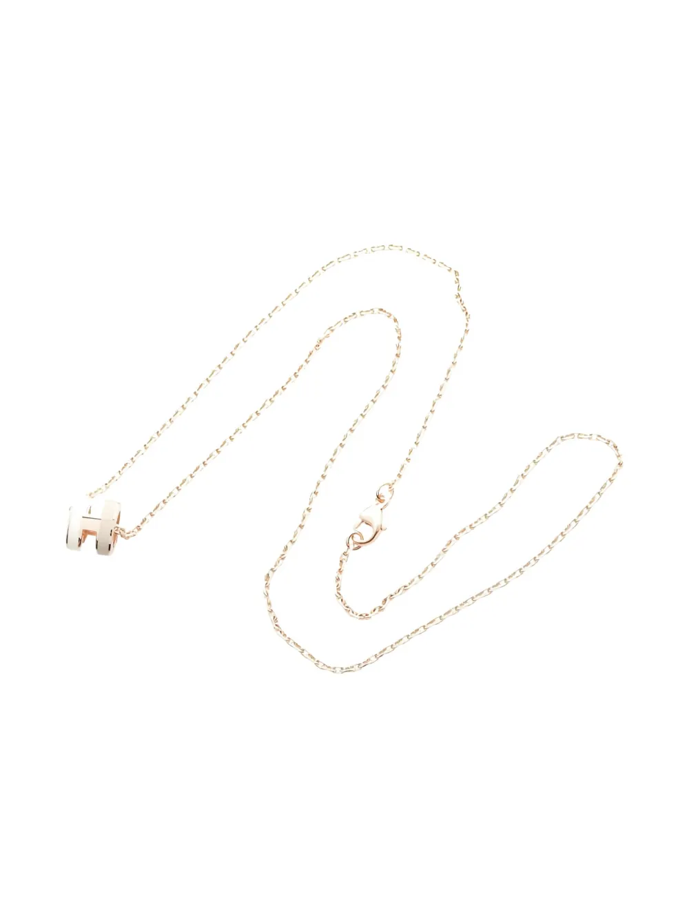 Pre-owned Hermes 10s Logo-pendant Chain Necklace In Pink