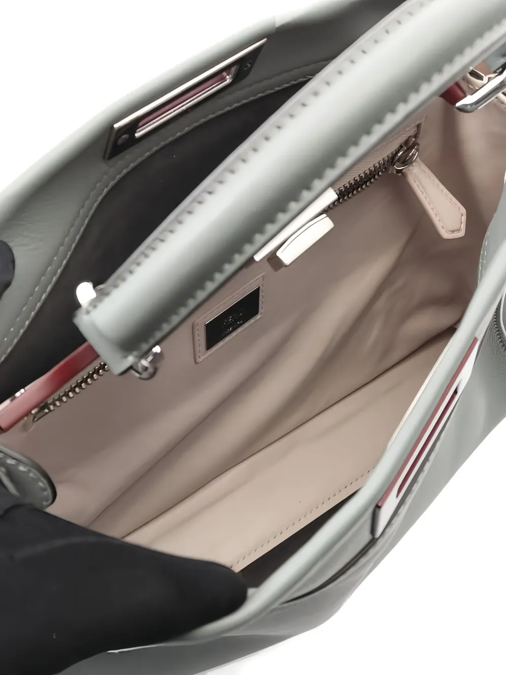 Pre-owned Fendi 2010s Peekaboo Leather Tote Bag In Green