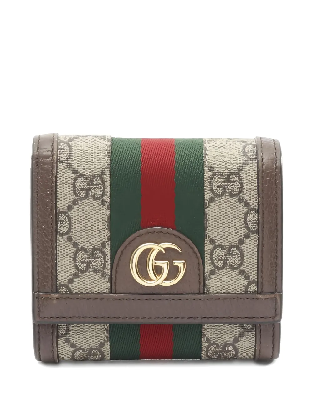 Pre-owned Gucci 2000s Ophidia Gg Bi-fold Wallet In Neutral