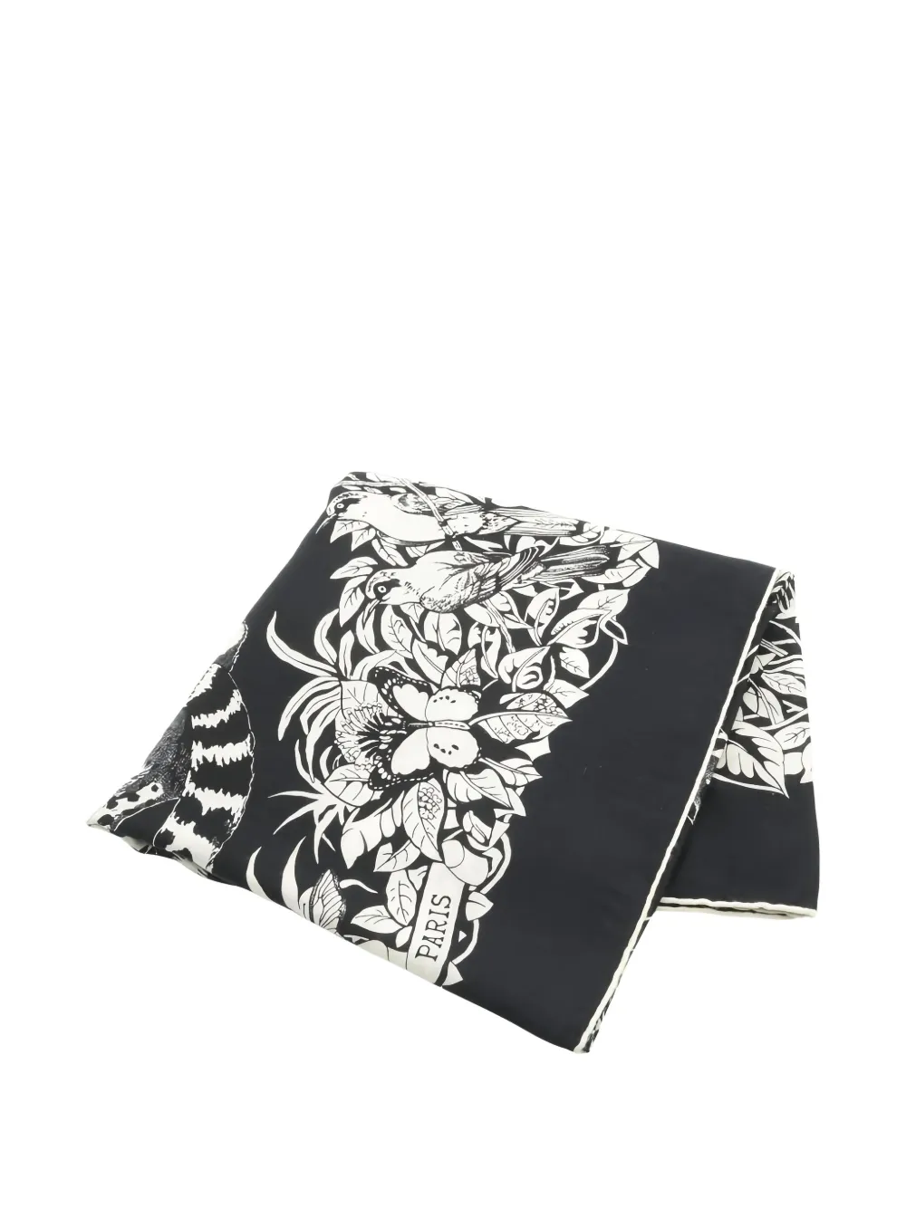 Pre-owned Hermes 2000s Jungle Love Floral Scarf In Black