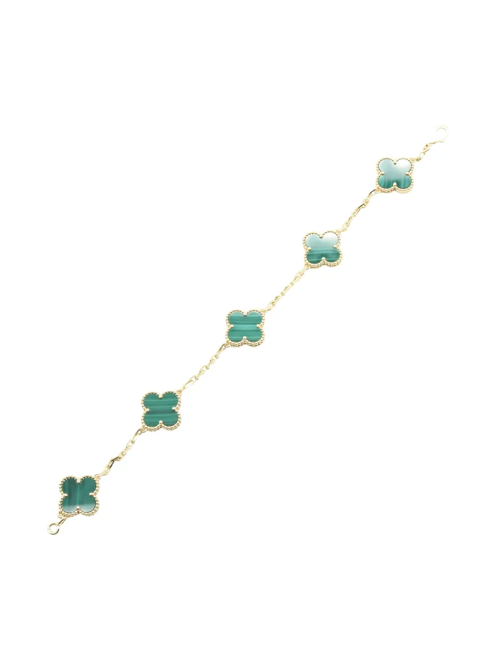 Pre-owned Van Cleef & Arpels 2010s 18k Yellow Gold Alhambra Malachite Bracelet
