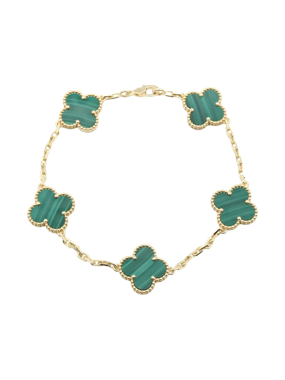 Pre-owned Van Cleef & Arpels 2010s 18k Yellow Gold Alhambra Malachite Bracelet