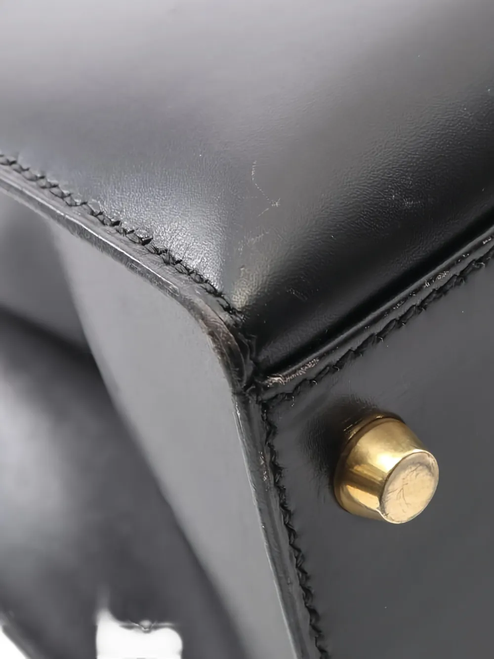 Pre-owned Hermes 1997 Kelly 32 Leather Tote Bag In Black