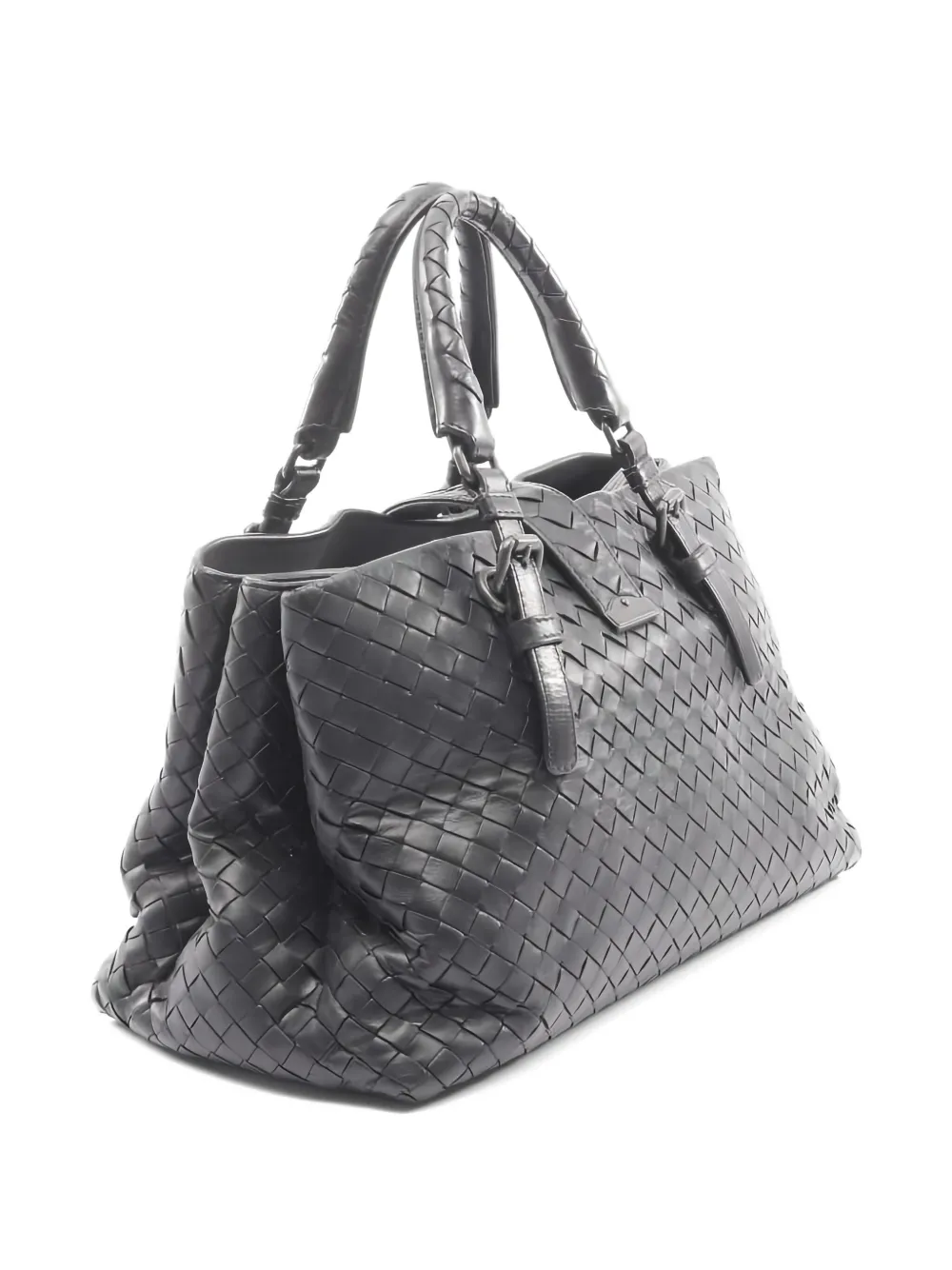 Pre-owned Bottega Veneta 2000s Intrecciato Roma Tote Bag In Black