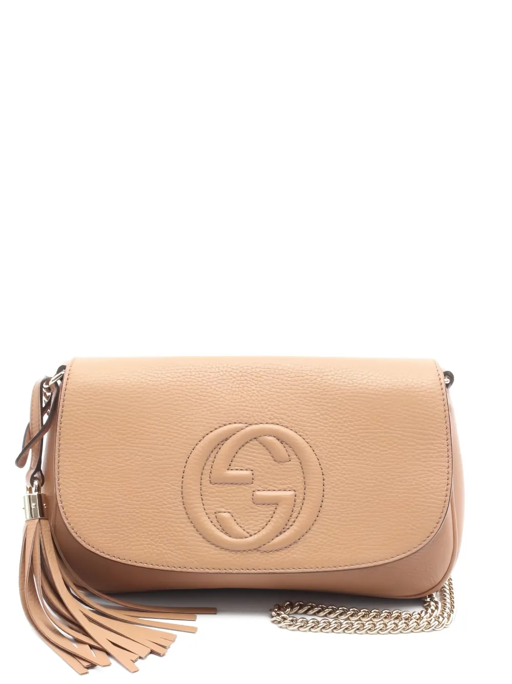 Pre-owned Gucci 2010s Soho Interlocking G Chain Shoulder Bag In Neutral