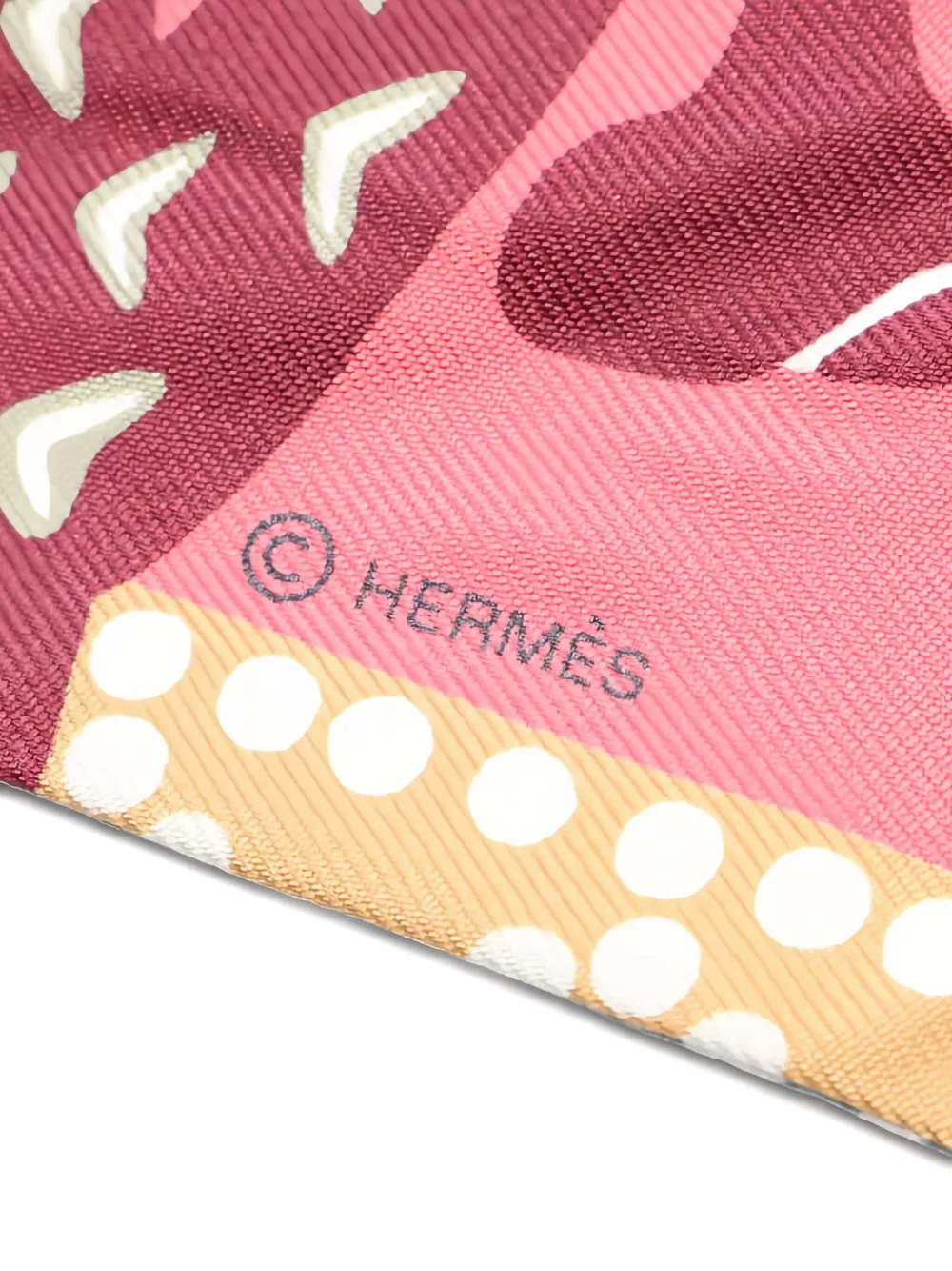 HERMES Pre-owned 2000s Fantaisie D'etriers Ribbon Scarf In Pink