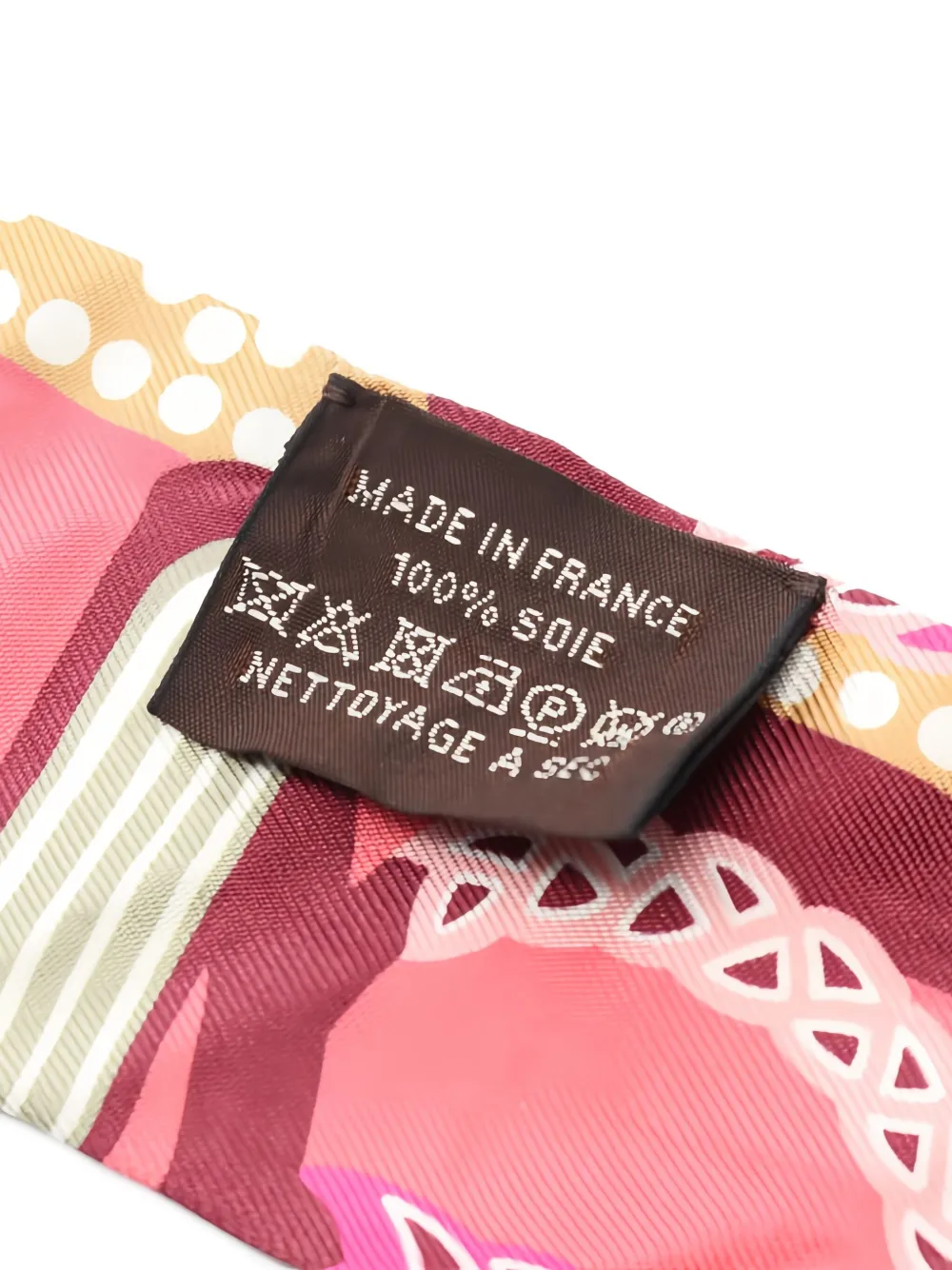 HERMES Pre-owned 2000s Fantaisie D'etriers Ribbon Scarf In Pink