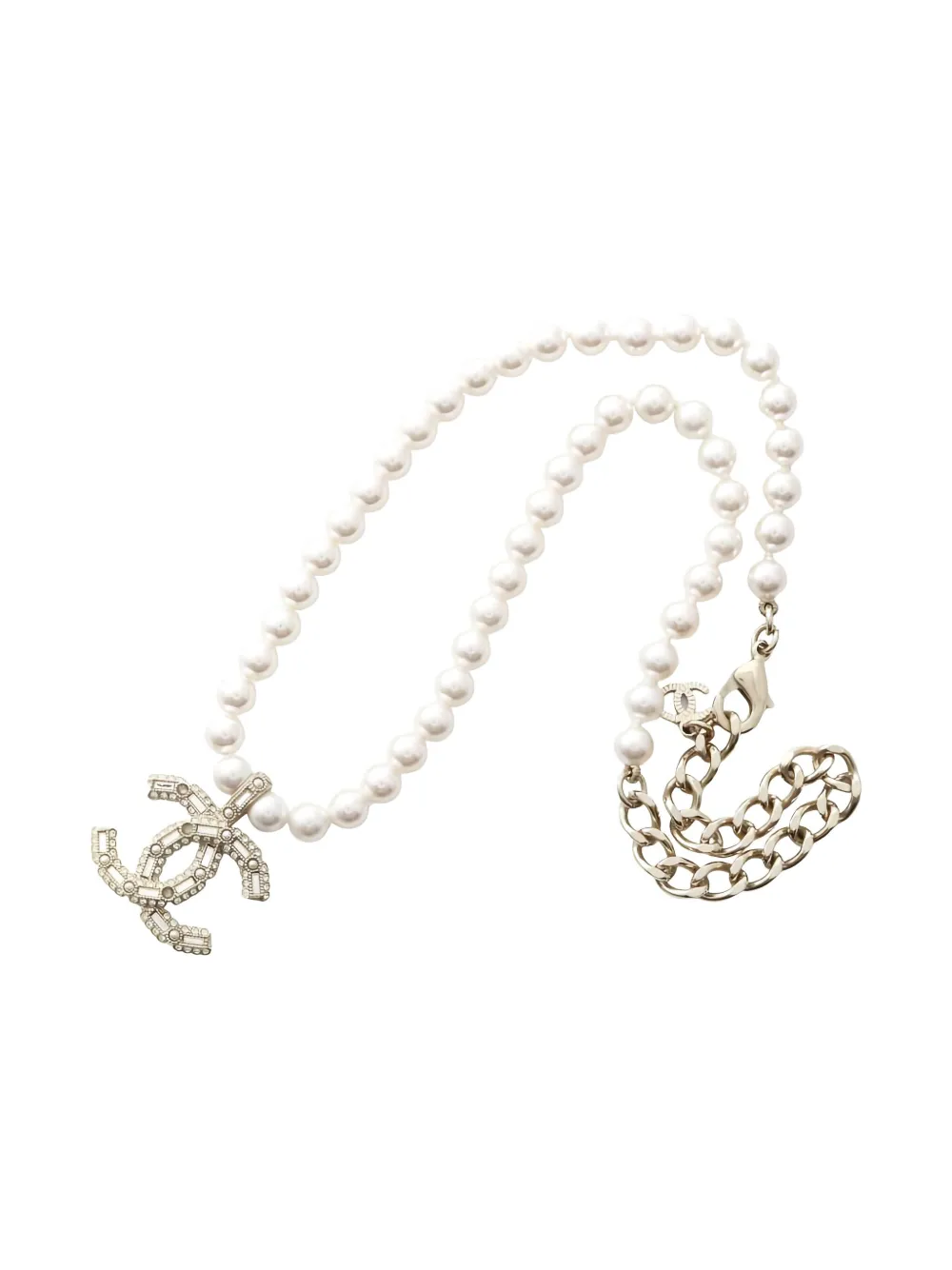 CHANEL Pre-Owned 1986-1988 ココマーク パール チョーカー - シルバートーン CHANEL Pre-Owned 1986-1988 ココマーク パール チョーカー - シルバートーン