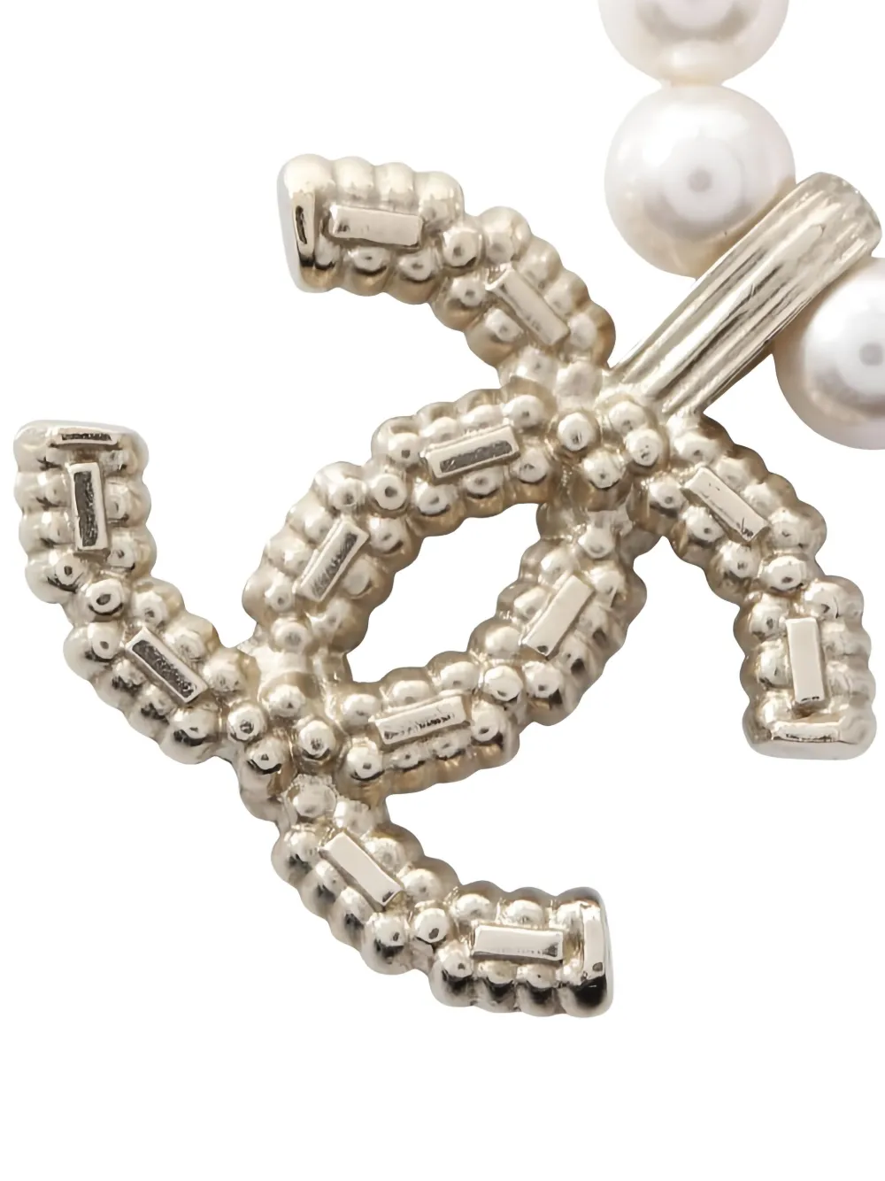 Pre-owned Chanel 1986-1988 Coco Mark Pearl Choker In Silver