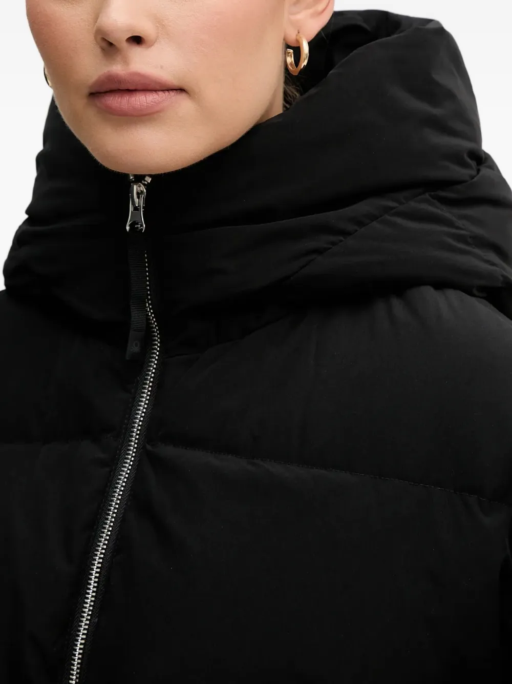 Benetton Hooded Puffer Coat In Black