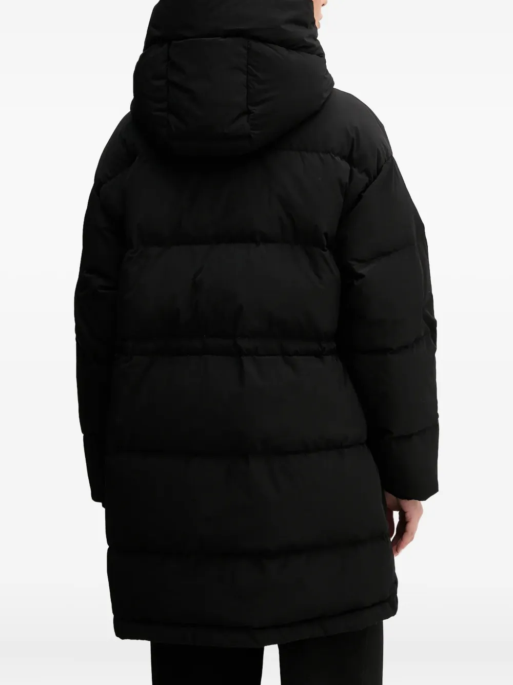 Benetton Hooded Puffer Coat In Black