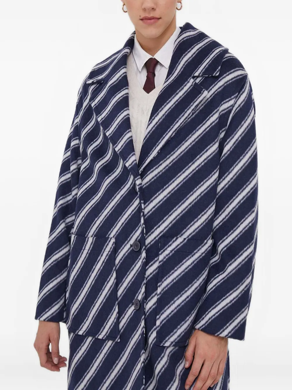 Benetton abrigo a rayas con botones | azul | Image 1