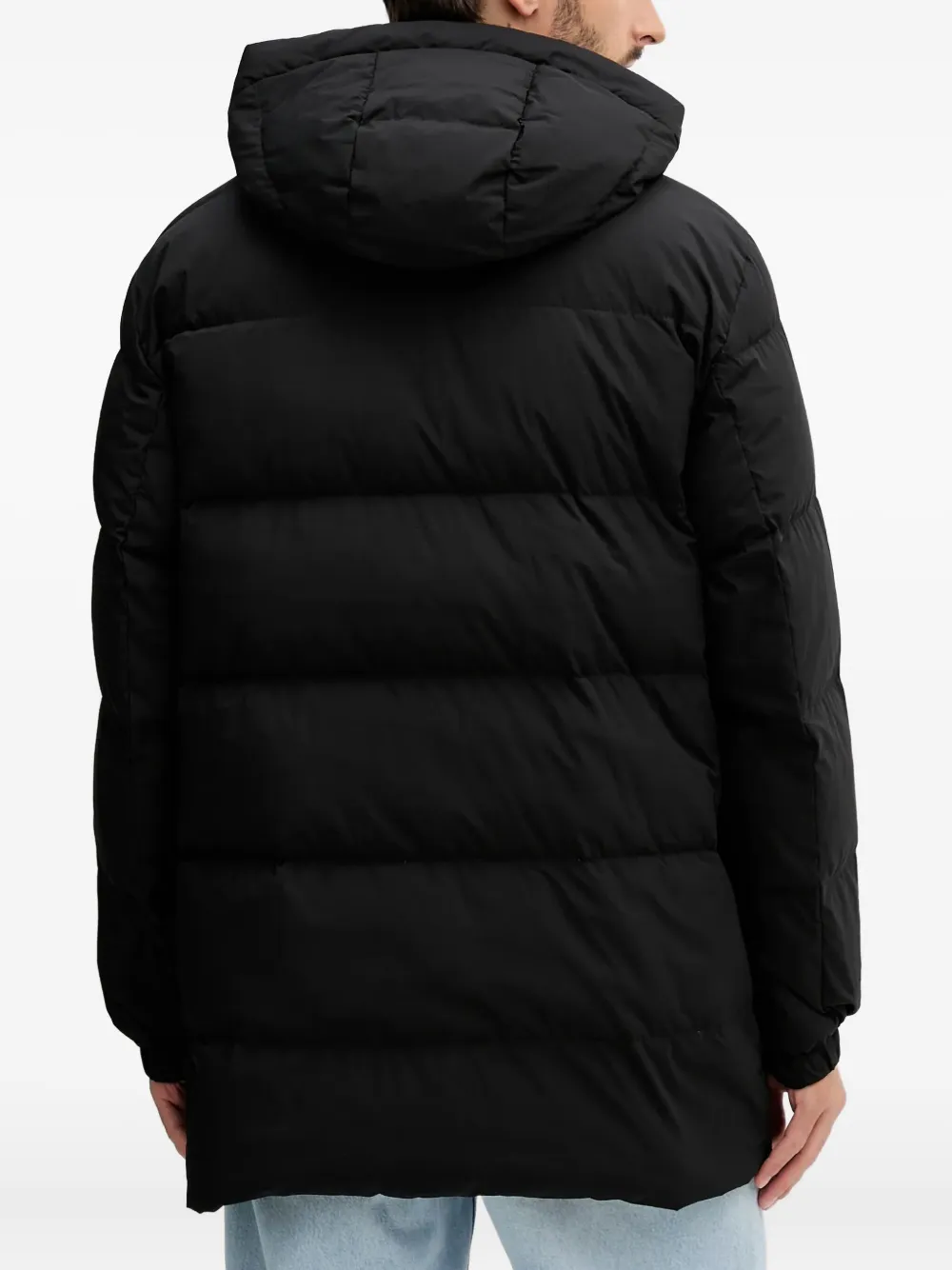 Benetton Hooded Padded Coat In Black