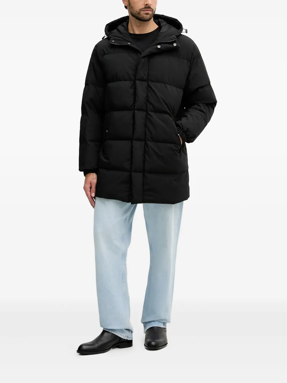 Benetton Gewatteerde jas met capuchon - Zwart