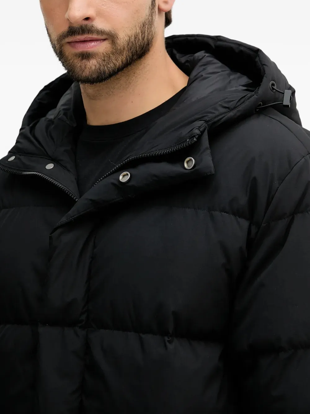Benetton Hooded Padded Coat In Black