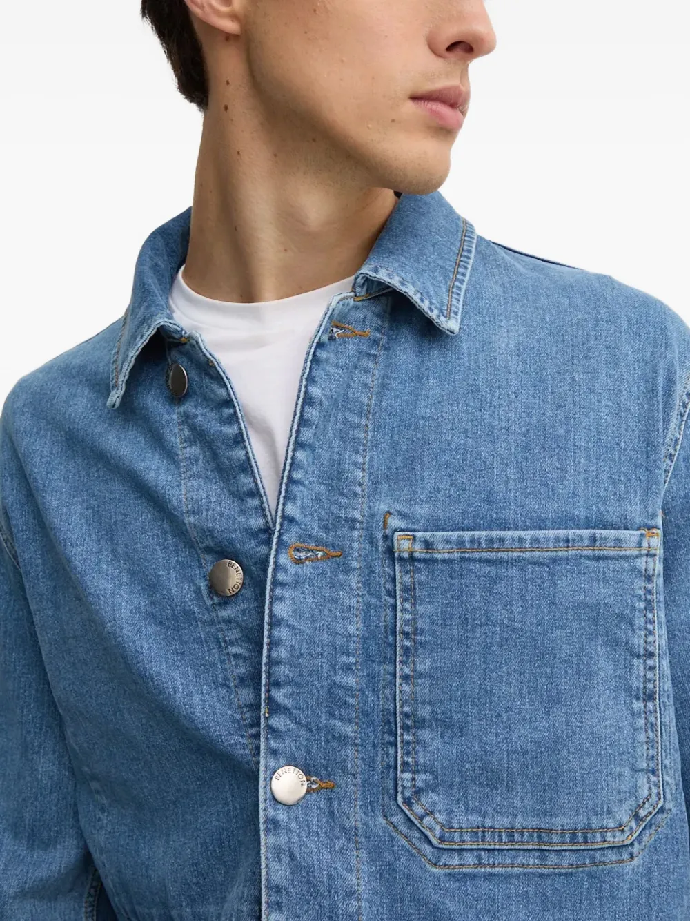 Benetton Pocket-chest Jacket In Blue