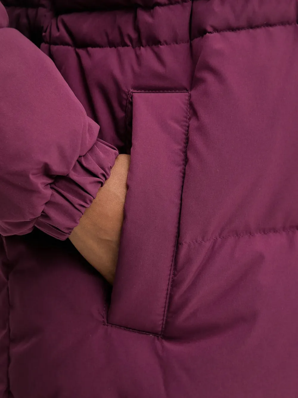 Benetton Hooded Zip Coat In Purple