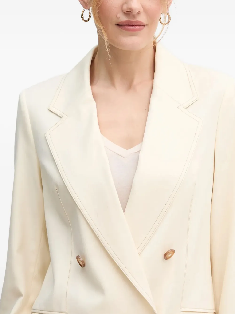 Benetton Double-breasted Button Top In Neutral