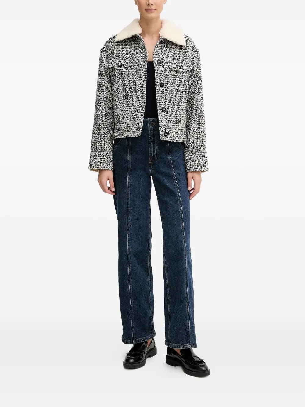 Benetton Collared Pocket Jacket In Black